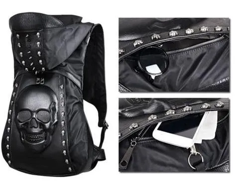 3D Skull Backpack Hoodie