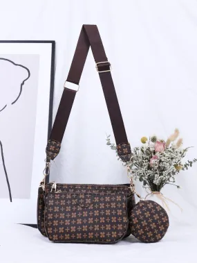 3pcs Floral Graphic Crossbody Bag Set