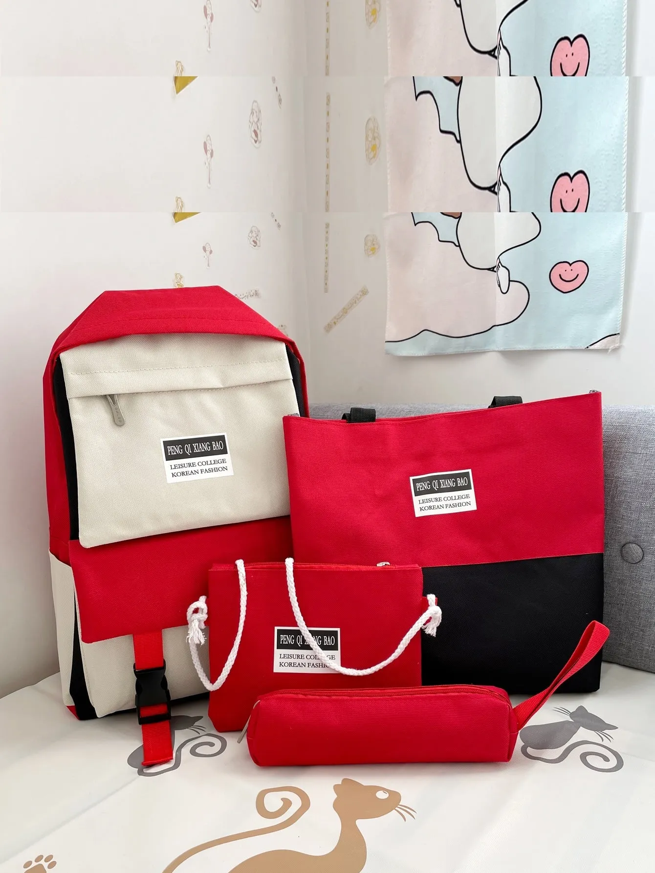 4cps Color Block Backpack Set