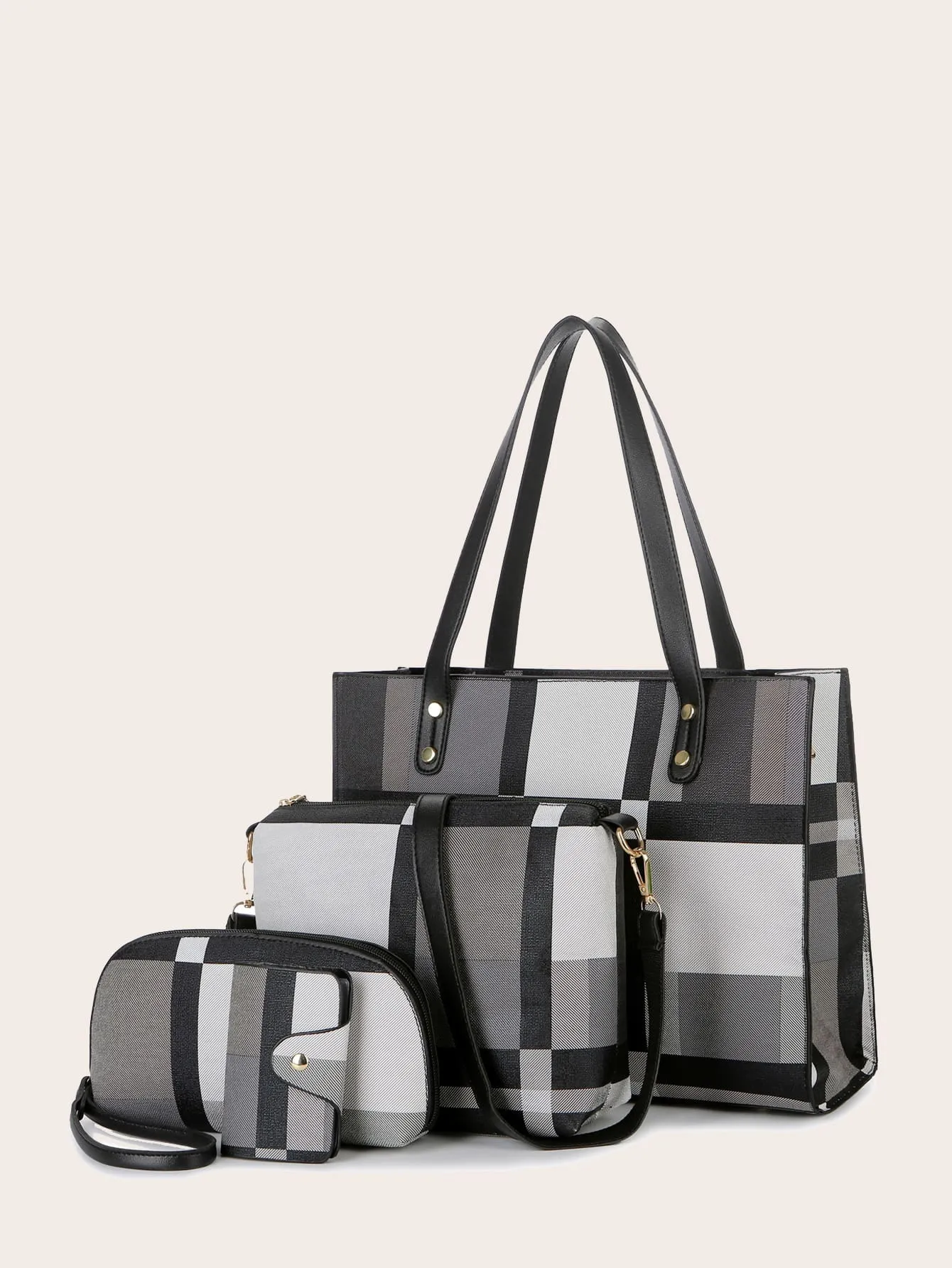 4pcs Color Block Tote Bag Set