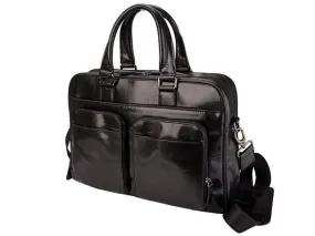 Adpel Amalfi Italian Leather Computer Bag | Black