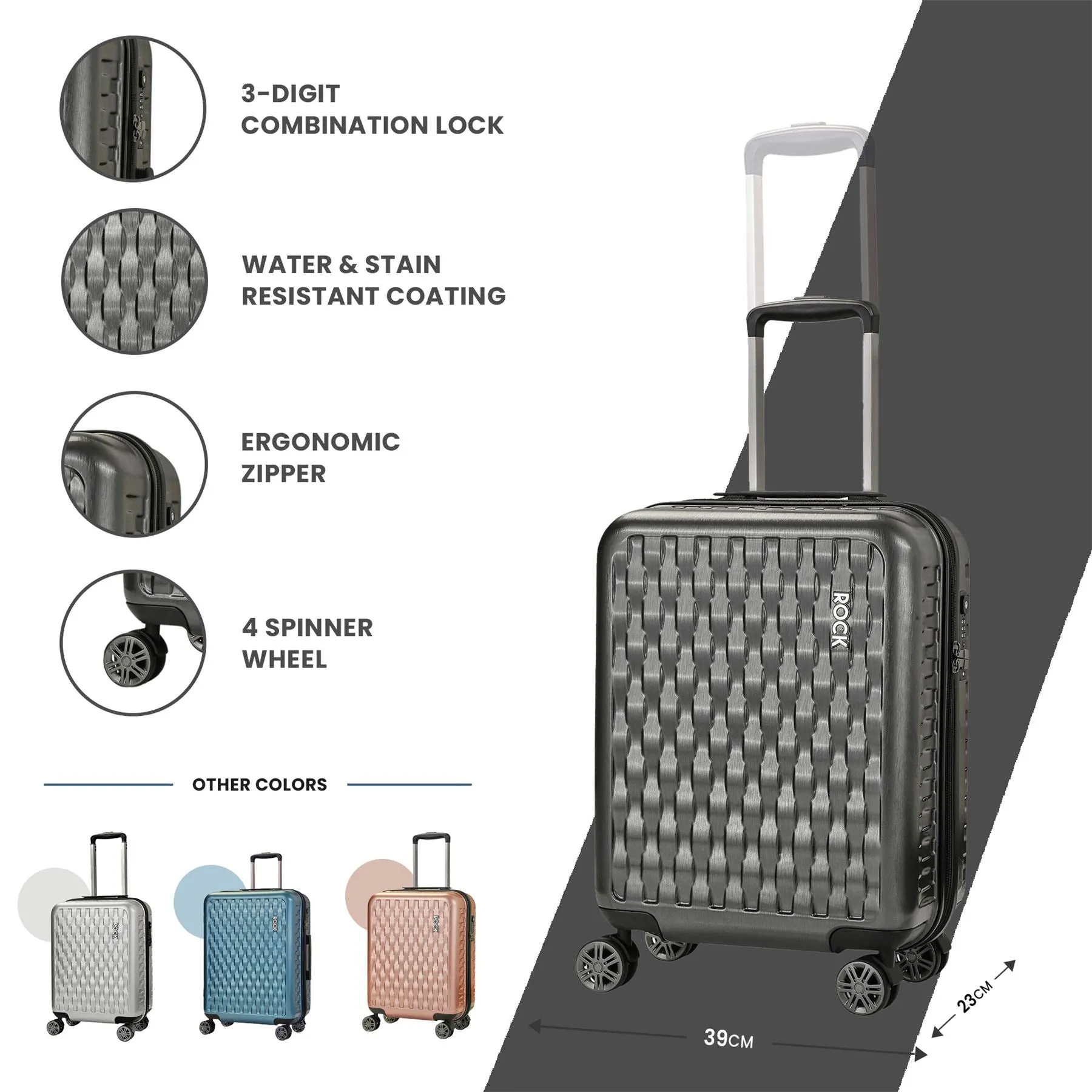 Allure Luggage Suitcase Travel Bag Carry On Hand Cabin Check in Hard-Shell 4 Spinner Wheels Trolley Set