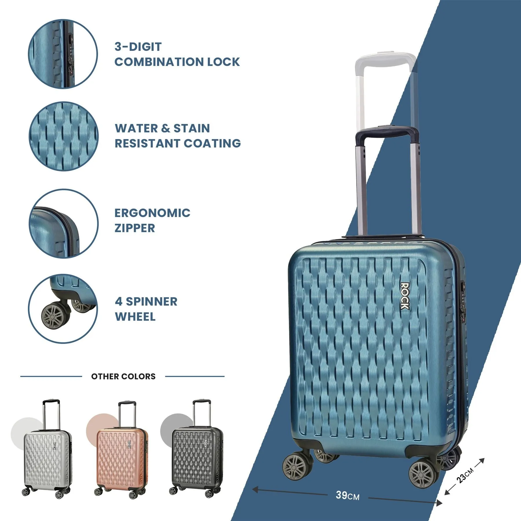 Allure Luggage Suitcase Travel Bag Carry On Hand Cabin Check in Hard-Shell 4 Spinner Wheels Trolley Set