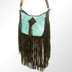 American Darling Blue Cowhide Fringe Crossbody Purse