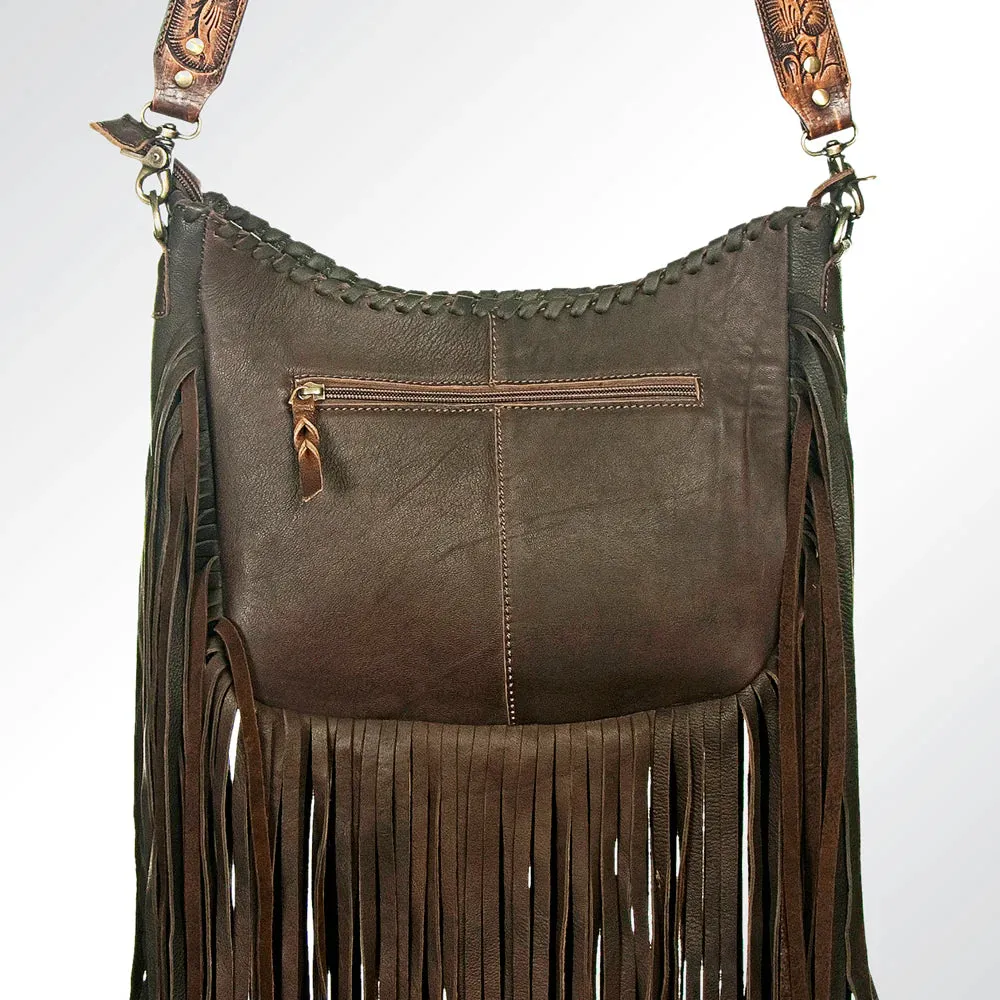 American Darling Blue Cowhide Fringe Crossbody Purse