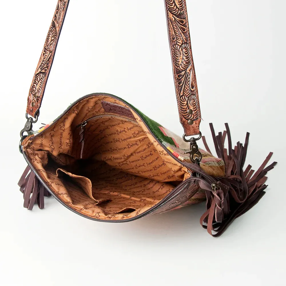 American Darling Tan/Black Tooled Fringe Purse