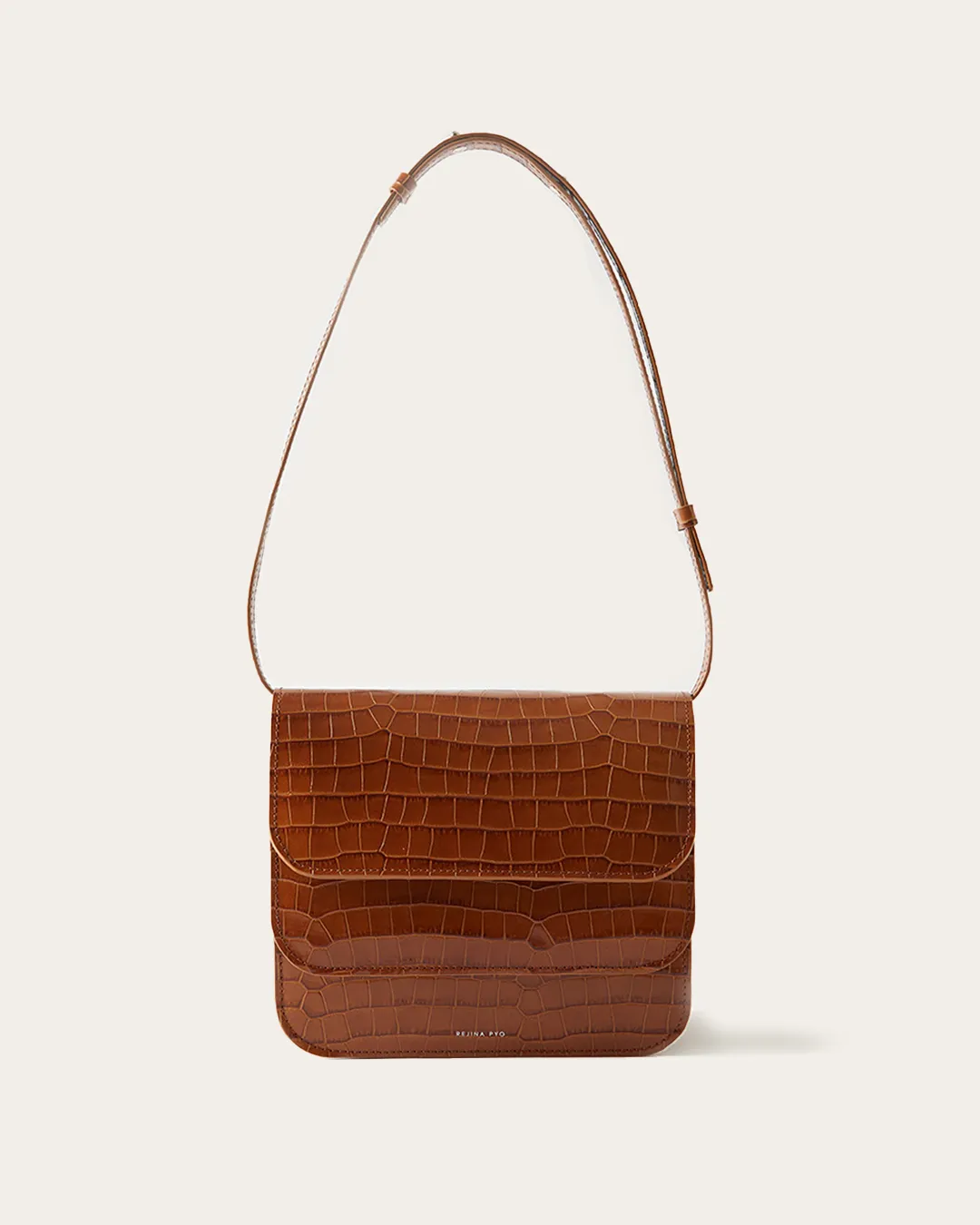 Ana Bag Leather Emboss Croc Caramel