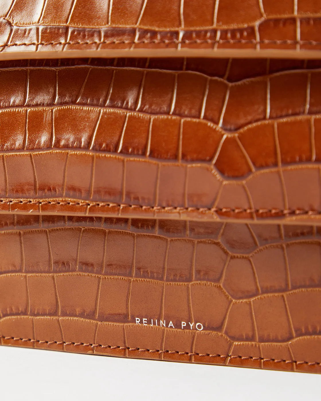 Ana Bag Leather Emboss Croc Caramel