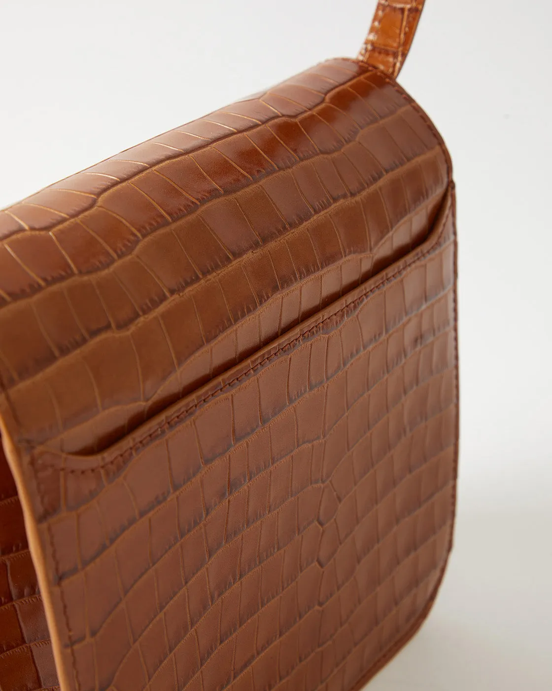 Ana Bag Leather Emboss Croc Caramel