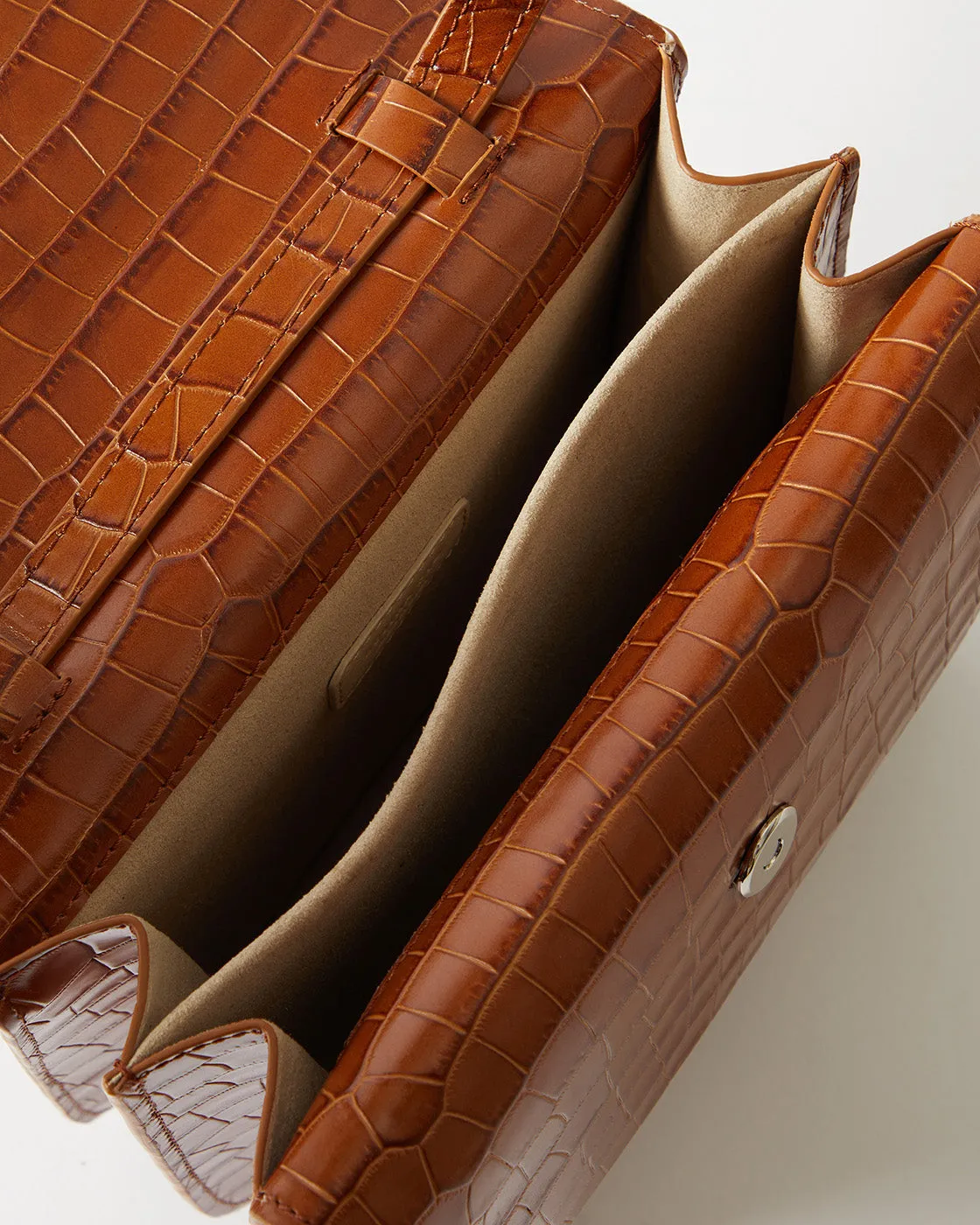 Ana Bag Leather Emboss Croc Caramel