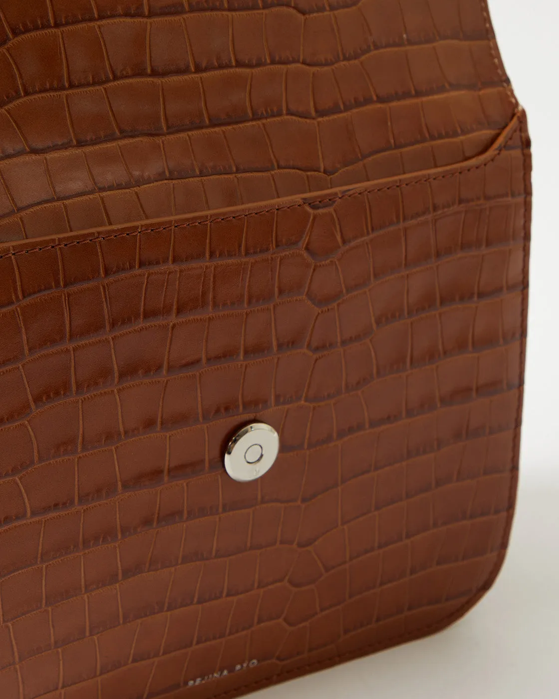 Ana Bag Leather Emboss Croc Caramel