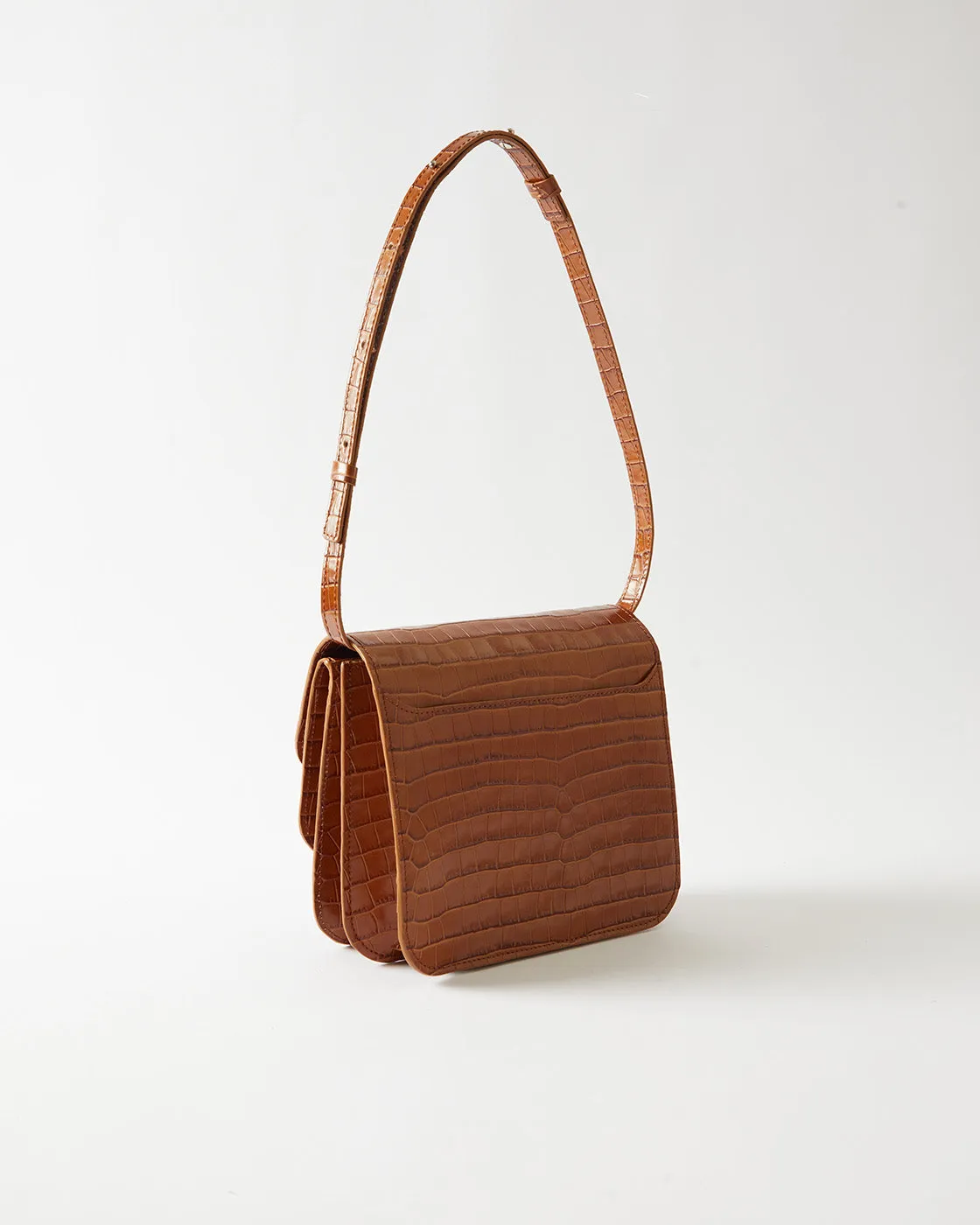 Ana Bag Leather Emboss Croc Caramel