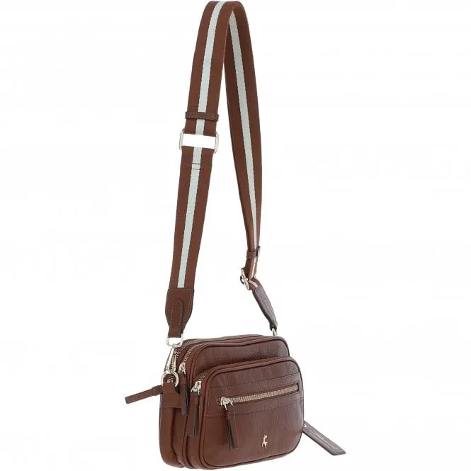 Ashwood X-35 Twin-Zip Leather Crossbody Bag