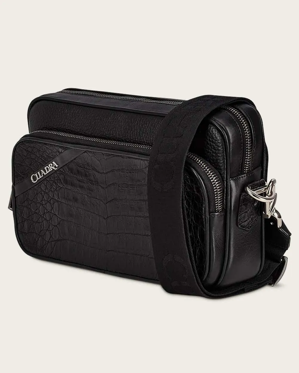 Black cayman shoulder bag