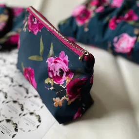 Blue And Pink Floral Makeup Bag | Misty Rose