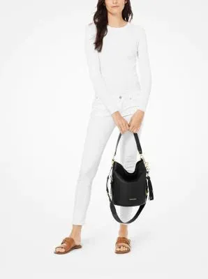 Brooke Medium Pebbled Leather Bucket Bag