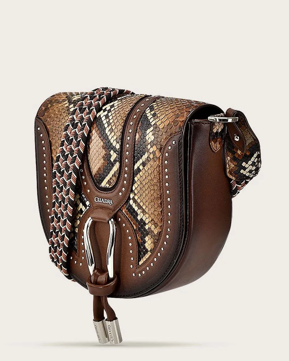 Brown exotic shoulder handbag