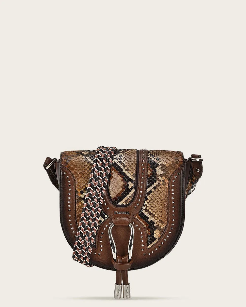 Brown exotic shoulder handbag