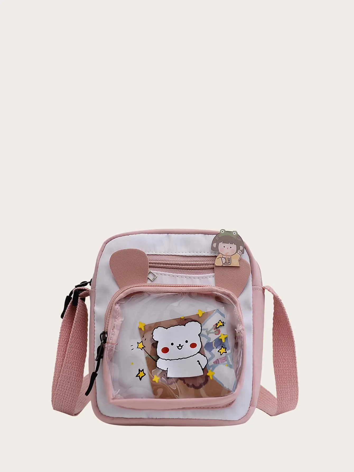 Cartoon Graphic Two Tone Crossbody Bag