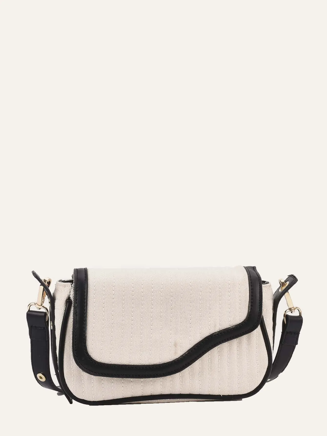 Contrast Binding Flap Crossbody Bag