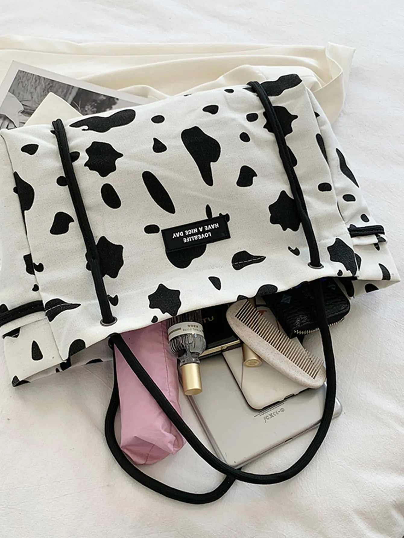 Cow Pattern Large Capacity Tote Bag