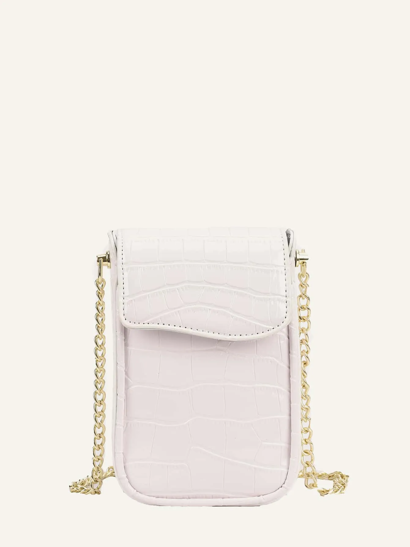 Croc Embossed Flap Chain Crossbody Bag