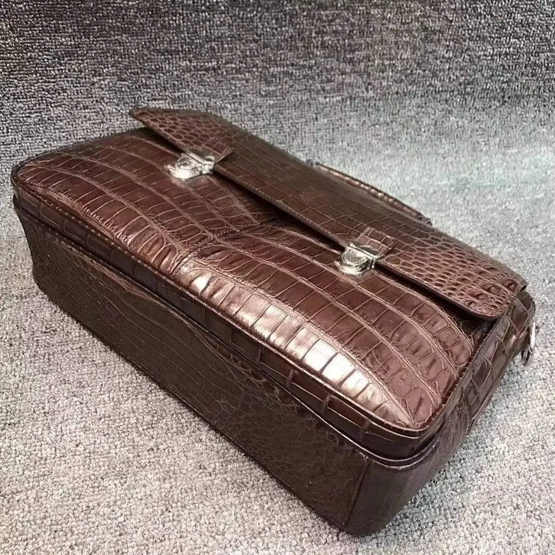 Crocodile Belly Leather Lock  Briefcase