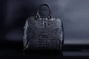 Crocodile Leather Travel Bag Black