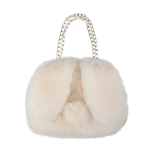 Crossbody Bags for Women Faux Fur Bunny Shoulder Bag Small Cute Purse for Girls