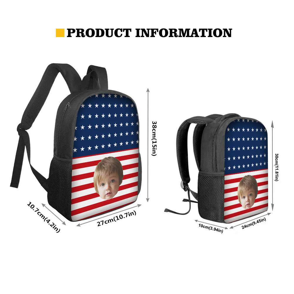 Custom Face Backpack Personalised Flag School Bag for Students