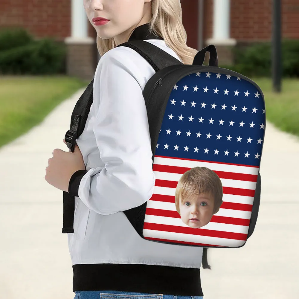 Custom Face Backpack Personalised Flag School Bag for Students