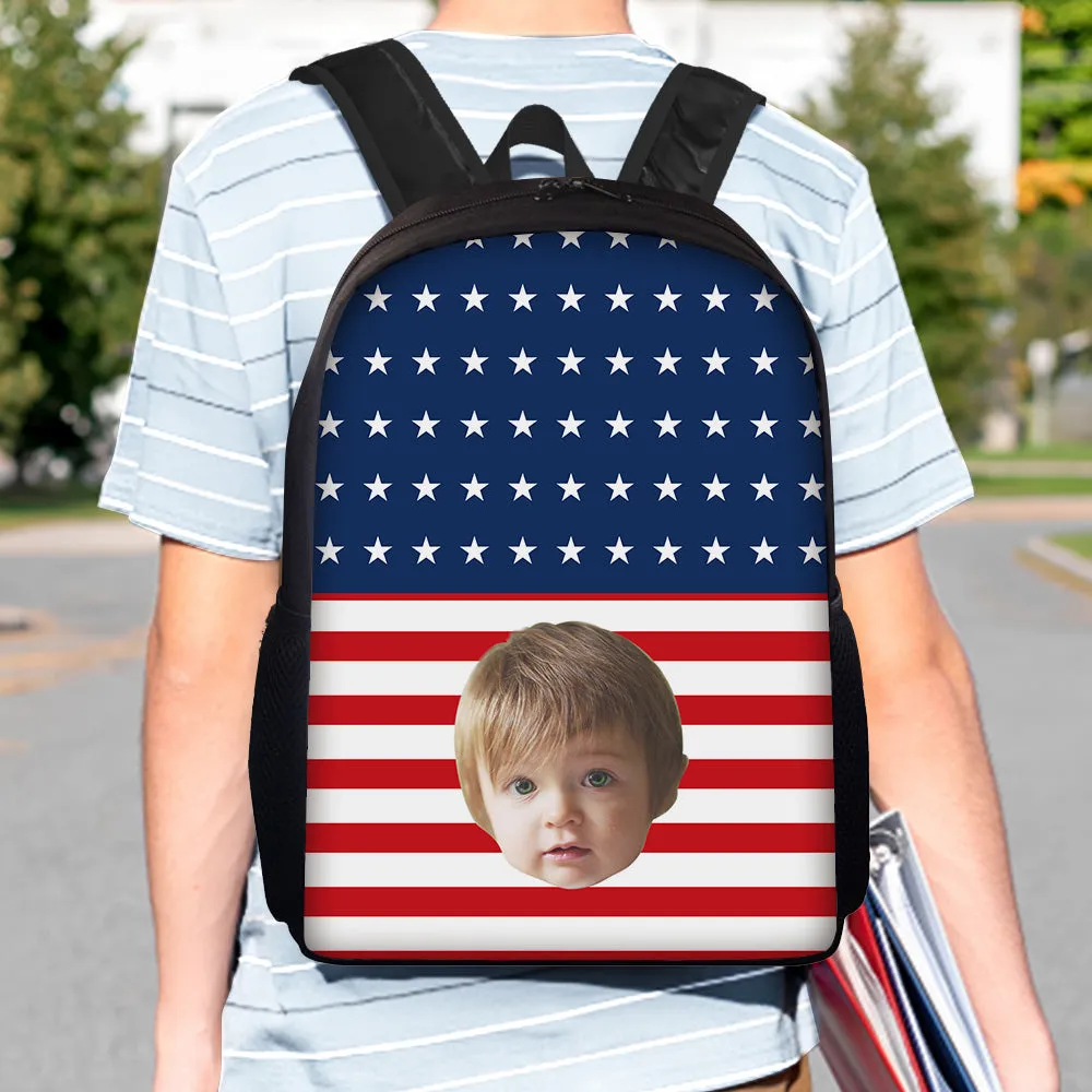 Custom Face Backpack Personalised Flag School Bag for Students