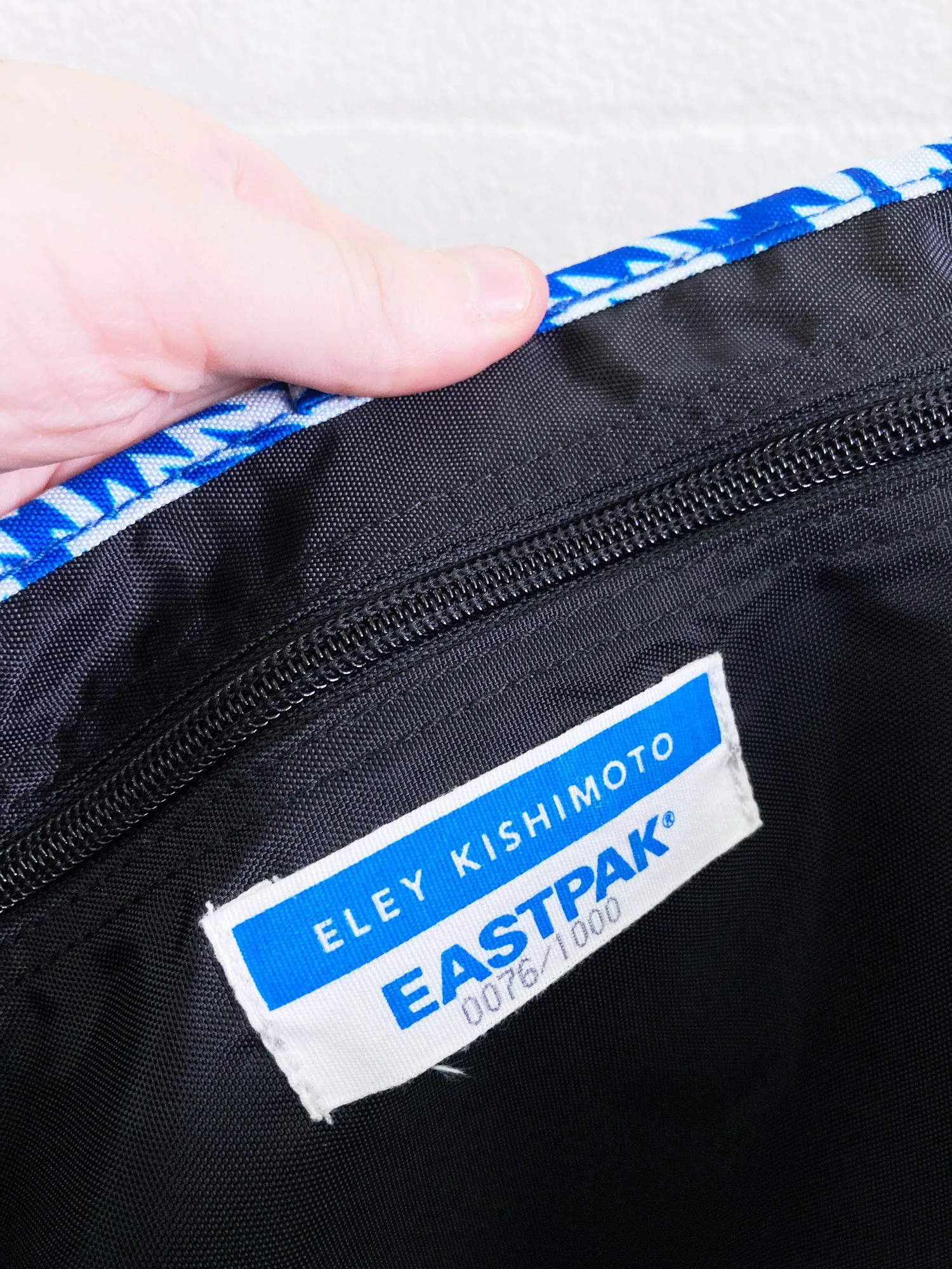 Eastpak x Eley Kishimoto 2009 blue corduroa nylon flash print messenger bag