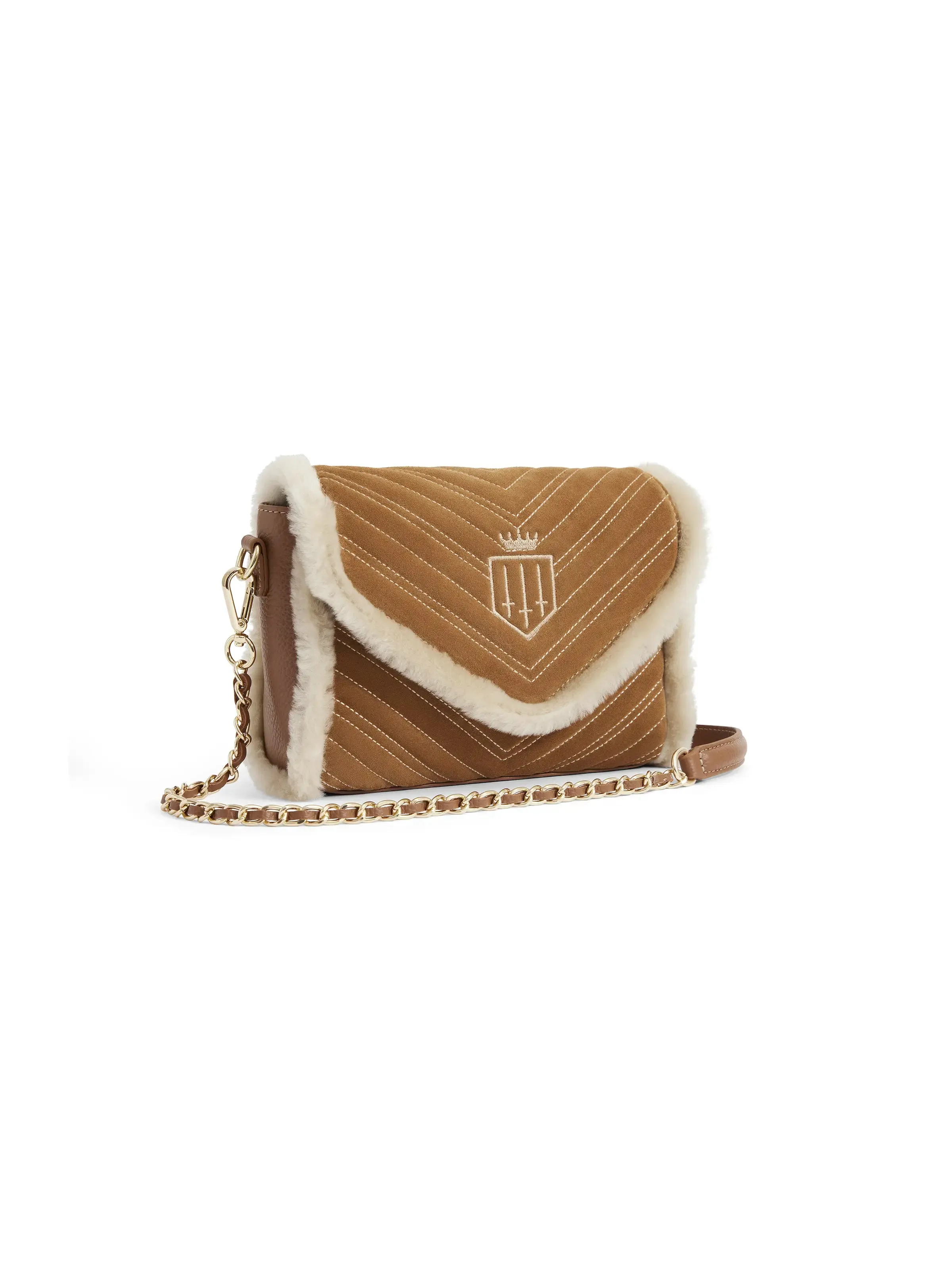 Edinburgh Cross Body Bag - Tan Suede & Shearling