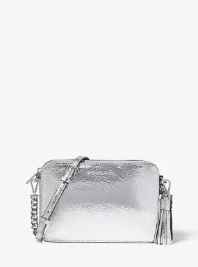 Ginny Medium Crackled Metallic Leather Crossbody Bag