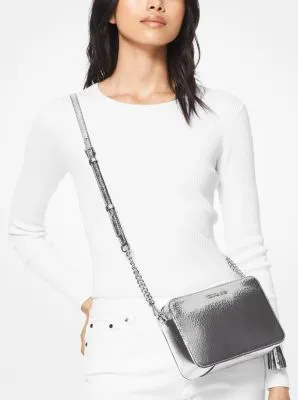 Ginny Medium Crackled Metallic Leather Crossbody Bag