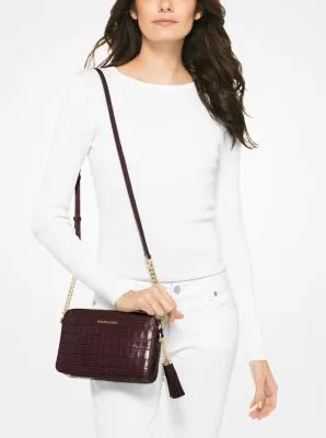 Ginny Medium Crocodile-Embossed Leather Crossbody Bag