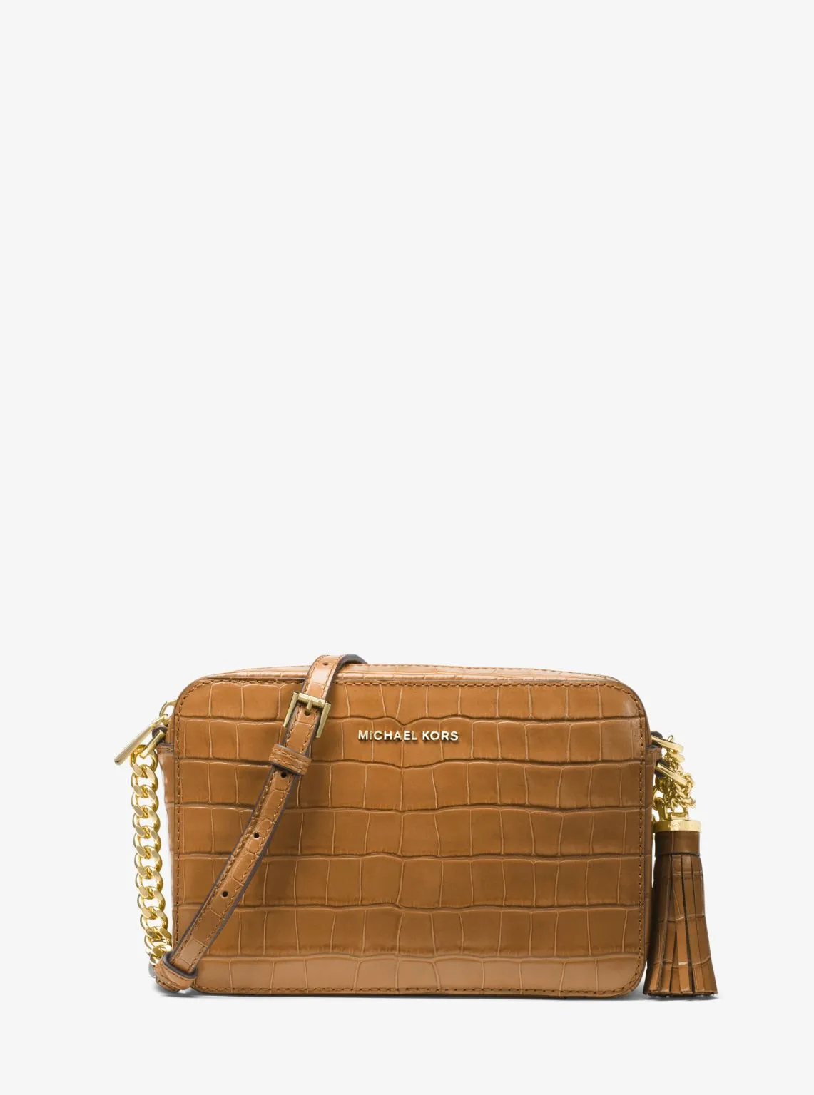 Ginny Medium Crocodile-Embossed Leather Crossbody Bag