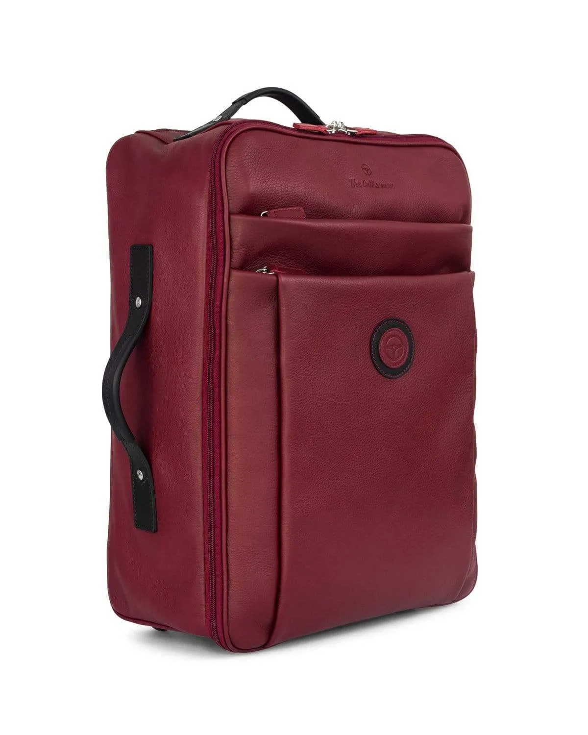 GLOBETROTTER - Full-grain Leather Trolley Bag - Red/Black