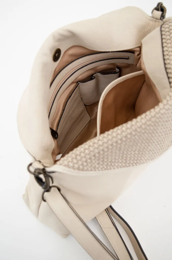 Handbag 072, Ivory, Leather