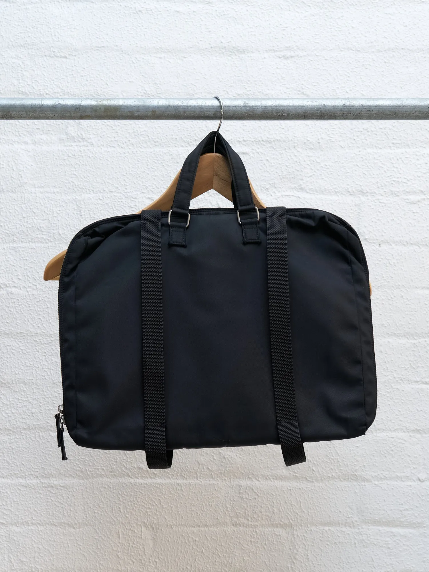 Helmut Lang 1990s-2000s black nylon two way briefcase backpack