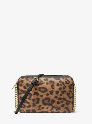 Jet Set Large Leopard Print Canvas Crossbody