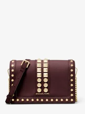 Jet Set Large Studded Saffiano Leather Crossbody Bag