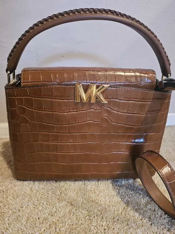 Karlie Medium Crocodile Embossed Leather Satchel