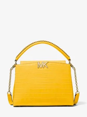 Karlie Medium Crocodile Embossed Leather Satchel