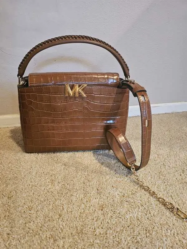 Karlie Medium Crocodile Embossed Leather Satchel