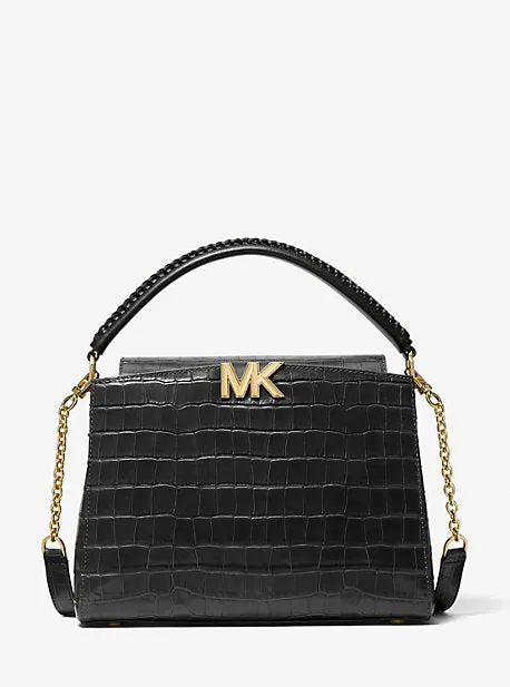 Karlie Medium Crocodile Embossed Leather Satchel