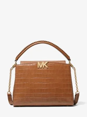 Karlie Medium Crocodile Embossed Leather Satchel