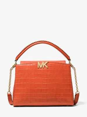 Karlie Medium Crocodile Embossed Leather Satchel