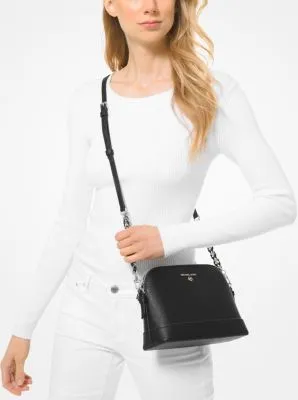 Large Saffiano Leather Dome Crossbody Bag